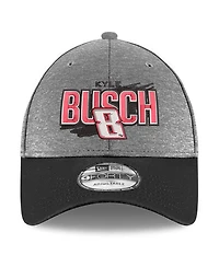 Men's New Era Gray, Black Kyle Busch 9FORTY Splash Adjustable Hat