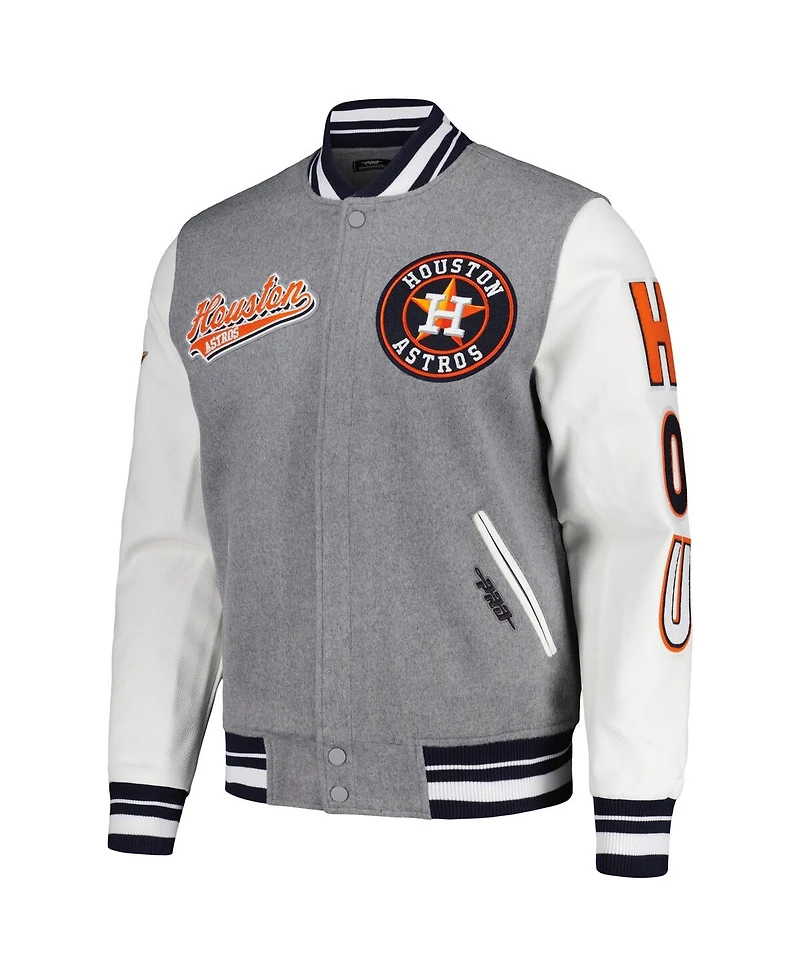 Men's Pro Standard Heather Gray Houston Astros Script Tail Wool Full-Zip Varity Jacket