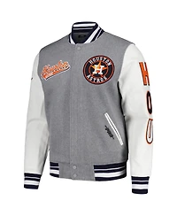 Men's Pro Standard Heather Gray Houston Astros Script Tail Wool Full-Zip Varity Jacket