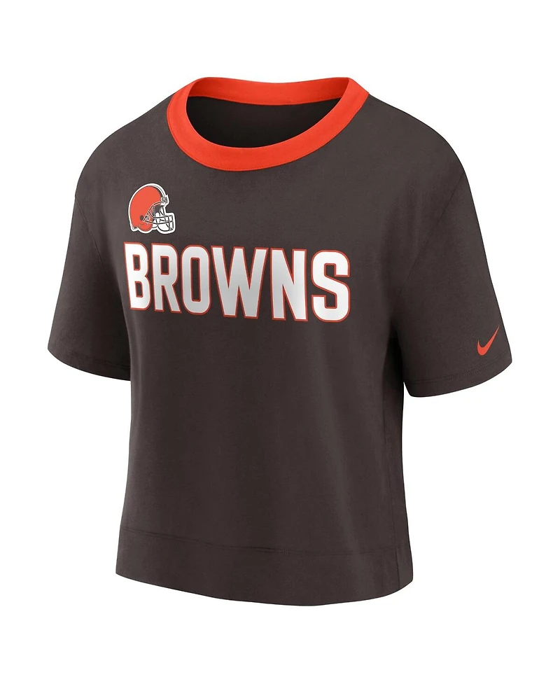 Women's Nike Brown Cleveland Browns High Hip Fashion Cropped Top