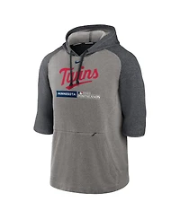 Men's Nike Heather Gray, Charcoal Minnesota Twins 2023 Postseason Authentic Collection Flux Performance 3/4-Sleeve Pullover Hoodie
