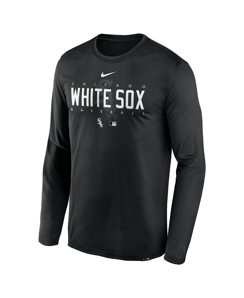 Men's Nike Black Chicago White Sox Authentic Collection Team Logo Legend Performance Long Sleeve T-shirt