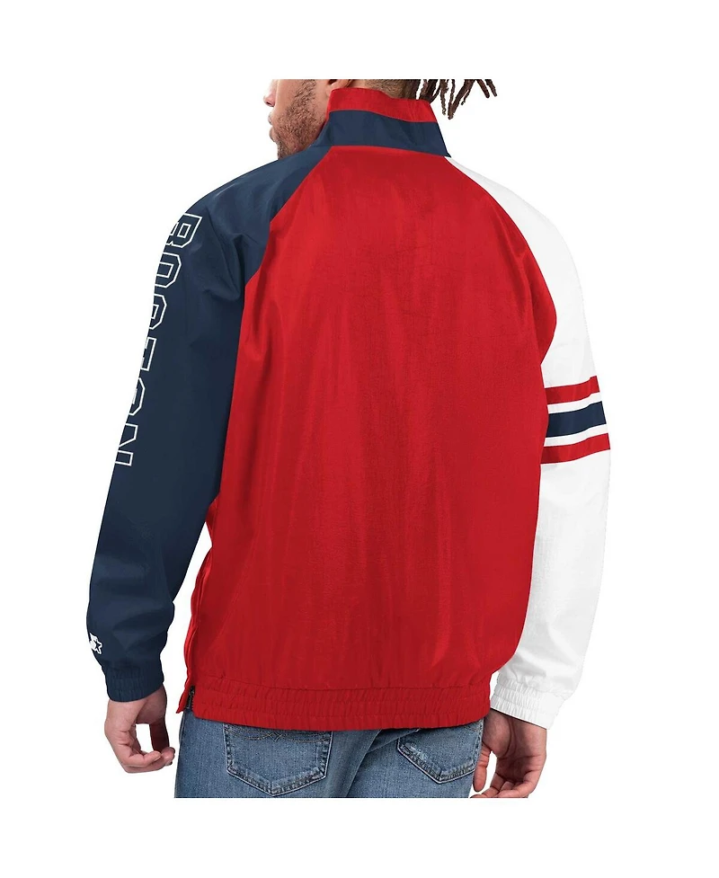 Men's Starter Red, Navy Boston Red Sox Elite Raglan Half-Zip Jacket