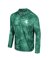 Men's Colosseum Green Michigan State Spartans Palms Printed Lightweight Quarter-Zip Hooded Top
