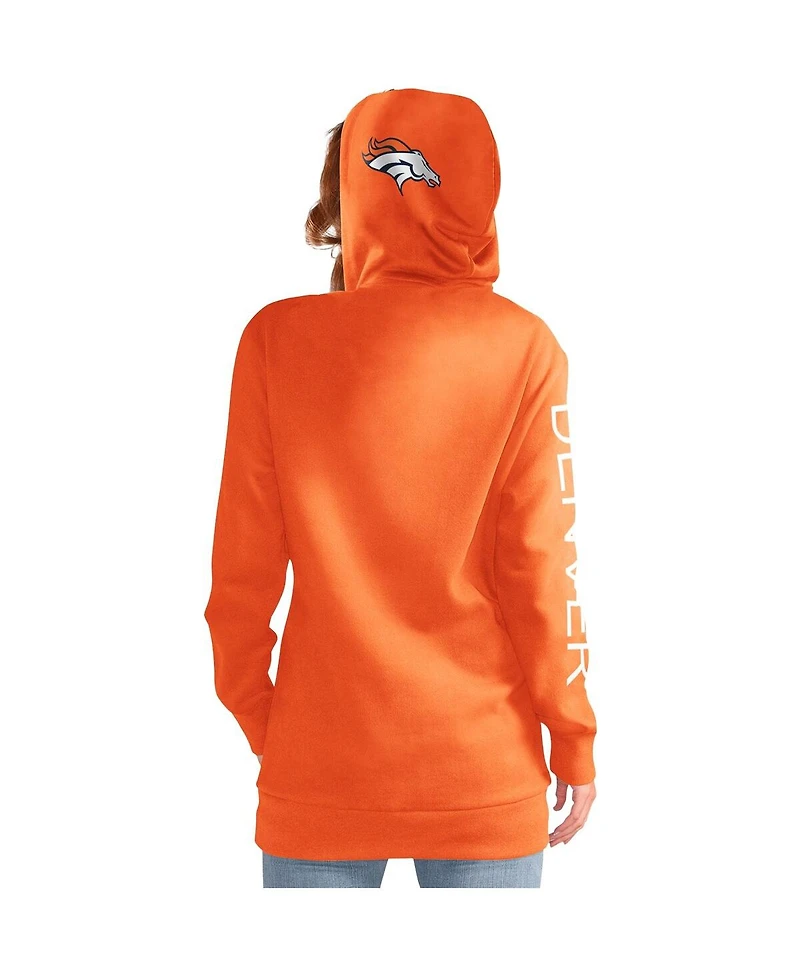 Women's G-iii 4Her by Carl Banks Orange Denver Broncos Extra Inning Pullover Hoodie