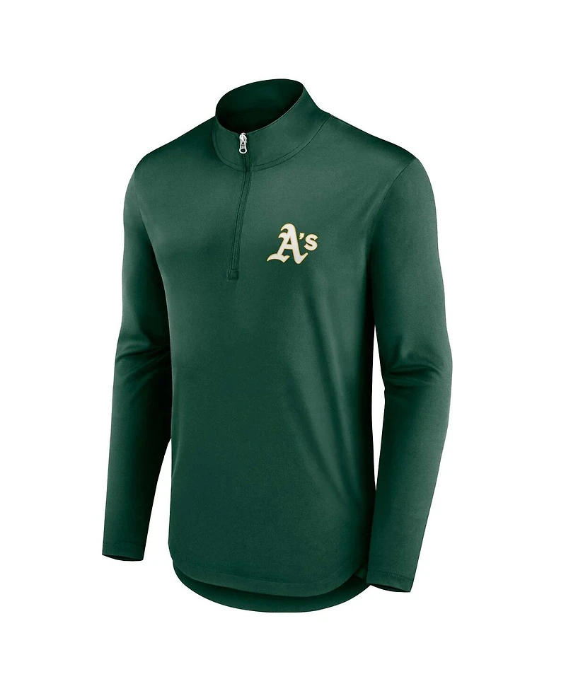 Men's Fanatics Green Oakland Athletics Quarterback Quarter-Zip Top