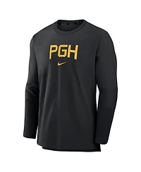 Men's Nike Black Pittsburgh Pirates Authentic Collection City Connect Player Tri-Blend Performance Pullover Jacket