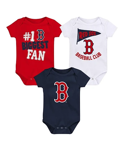 Baby Boys and Girls Fanatics Boston Red Sox Fan Pennant 3-Pack Bodysuit Set