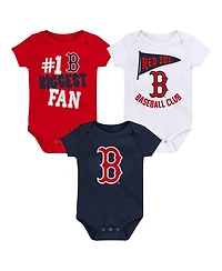 Baby Boys and Girls Fanatics Boston Red Sox Fan Pennant 3-Pack Bodysuit Set