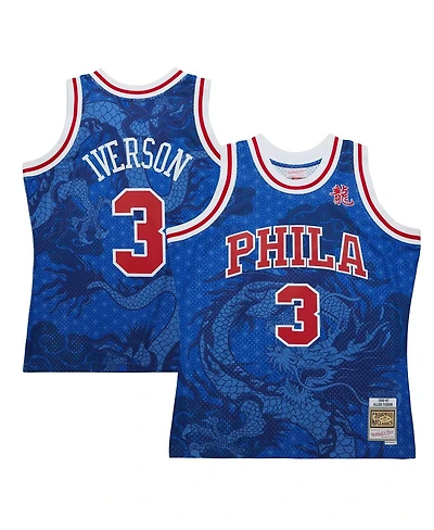 Men's Mitchell & Ness Allen Iverson Royal Philadelphia 76ers 1996/97 Hardwood Classics Asian Heritage 6.0 Swingman Throwback Player Jersey