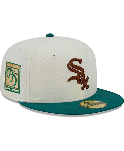 Men's New Era White Chicago Sox Cooperstown Collection Camp 59FIFTY Fitted Hat