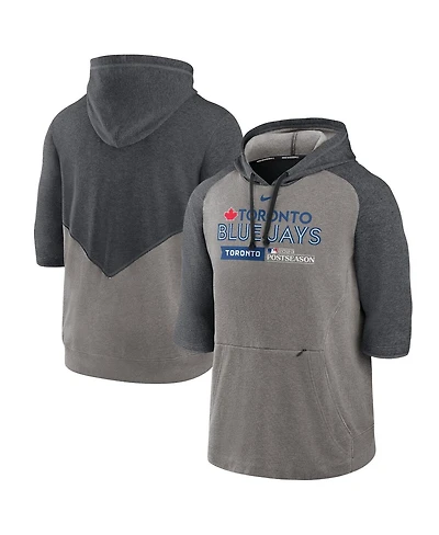 Men's Nike Heather Gray Toronto Blue Jays 2023 Postseason Authentic Collection Flux Three-Quarter Sleeve Pullover Hoodie