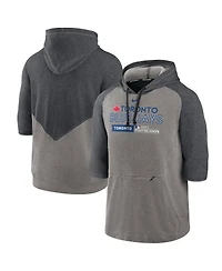 Men's Nike Heather Gray Toronto Blue Jays 2023 Postseason Authentic Collection Flux Three-Quarter Sleeve Pullover Hoodie