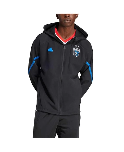 Men's adidas Black San Jose Earthquakes 2024 Anthem Travel Full-Zip Jacket