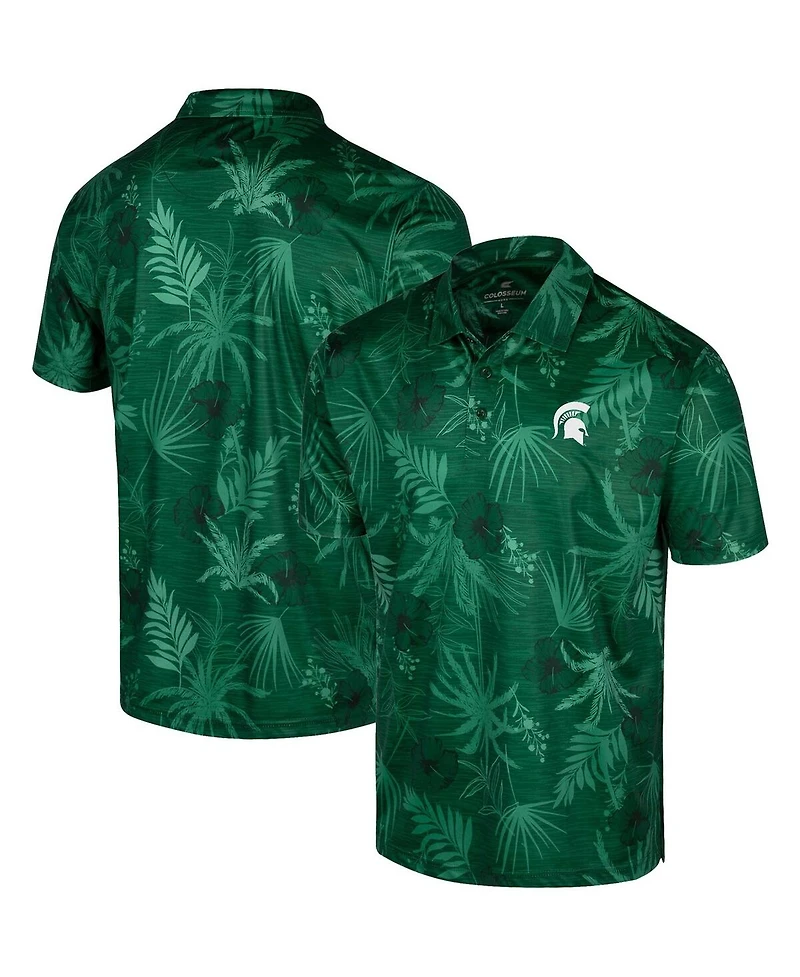 Men's Colosseum Green Michigan State Spartans Palms Team Polo Shirt