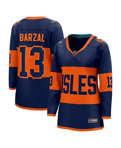 Women's Fanatics Mathew Barzal Navy New York Islanders 2024 Nhl Stadium Series Breakaway Player Jersey
