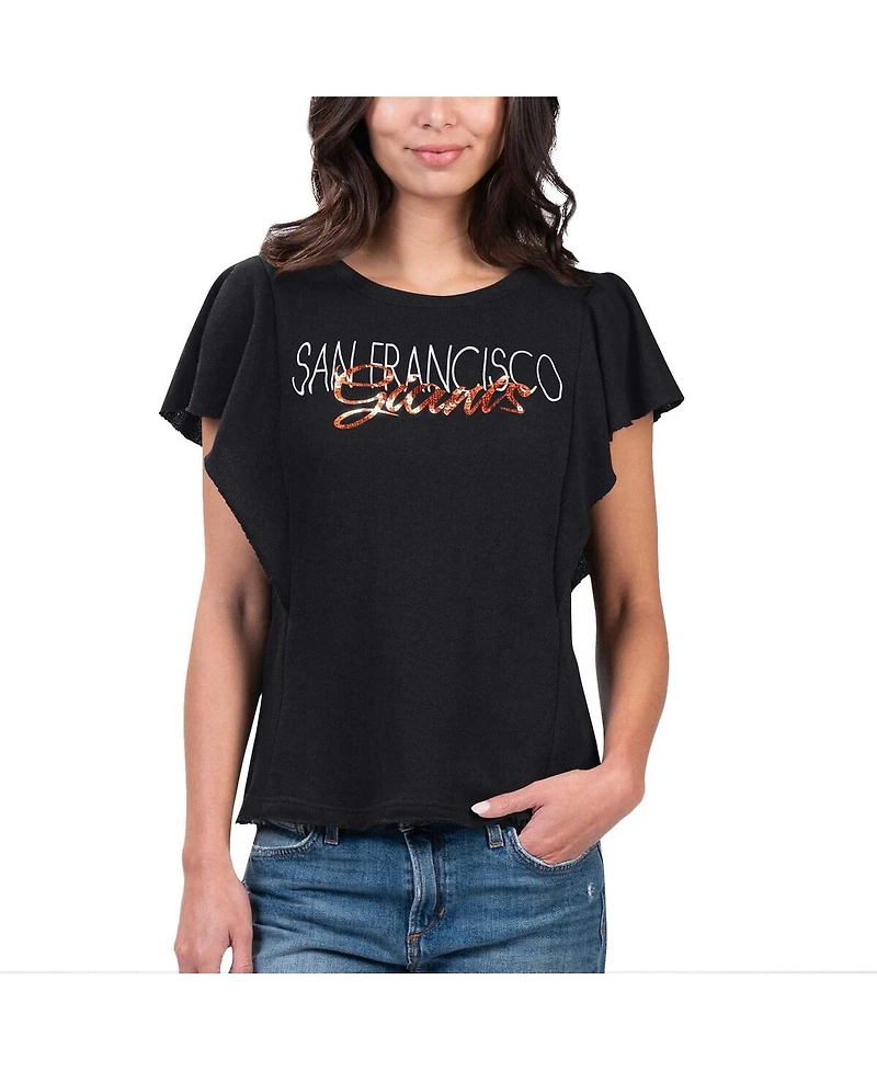Women's G-iii 4Her by Carl Banks Black San Francisco Giants Crowd Wave T-shirt