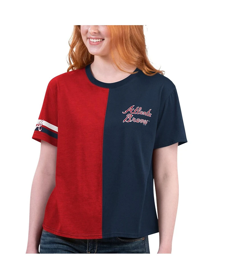 Women's Starter Navy, Red Atlanta Braves Power Move T-shirt