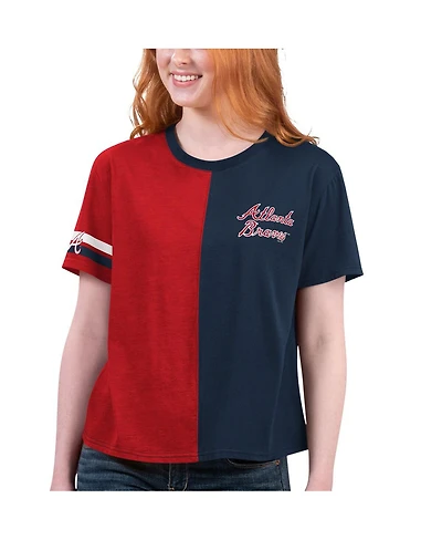 Women's Starter Navy, Red Atlanta Braves Power Move T-shirt