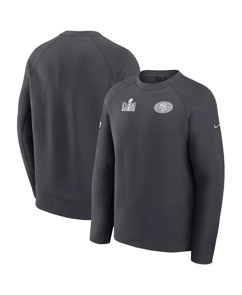 Men's Nike Anthracite San Francisco 49ers Super Bowl Lviii Opening Night Tech Fleece Pullover Sweatshirt