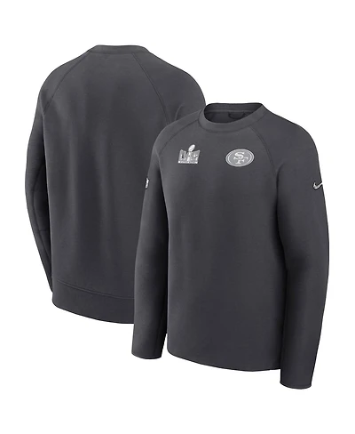 Men's Nike Anthracite San Francisco 49ers Super Bowl Lviii Opening Night Tech Fleece Pullover Sweatshirt