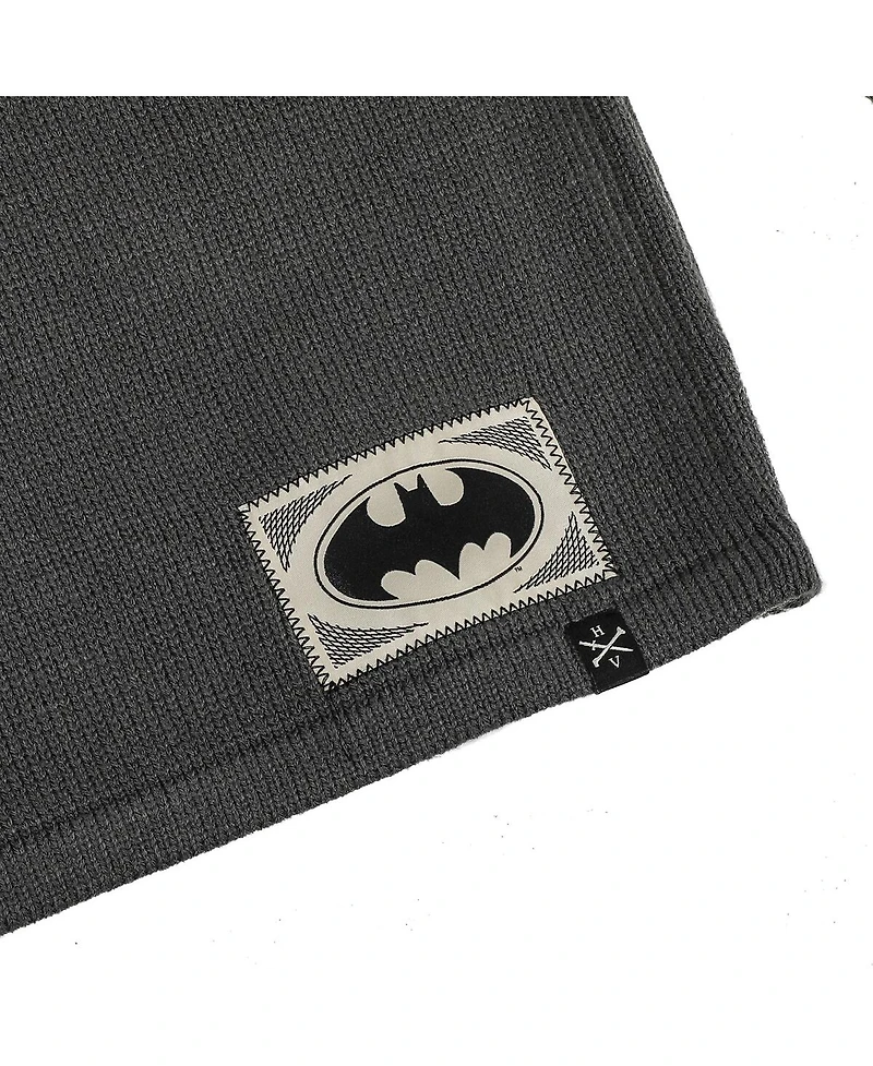Men's Heroes & Villains Gray Batman Gotham City Varsity Sweater