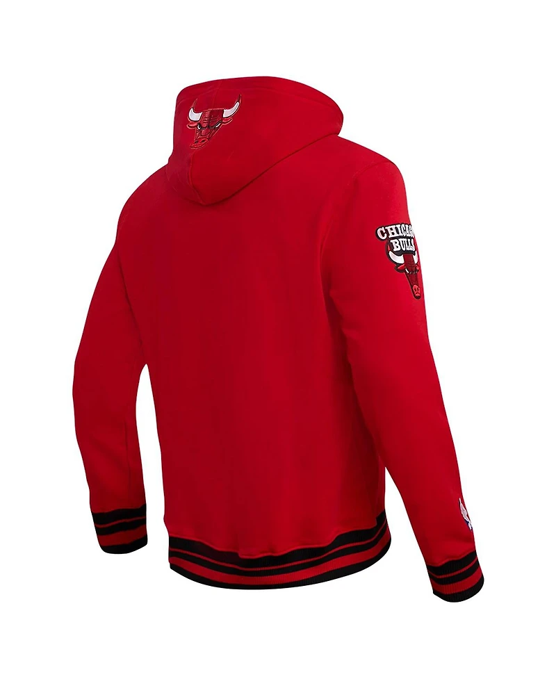 Men's Pro Standard Red Chicago Bulls Script Tail Pullover Hoodie