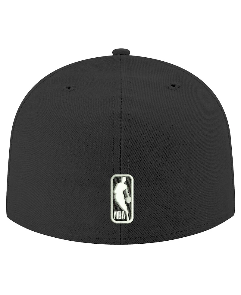 Men's New Era Black Golden State Warriors and White 59FIFTY Fitted Hat