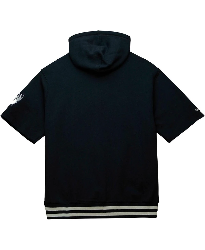 Men's Mitchell & Ness Black Las Vegas Raiders Pre-Game Short Sleeve Pullover Hoodie