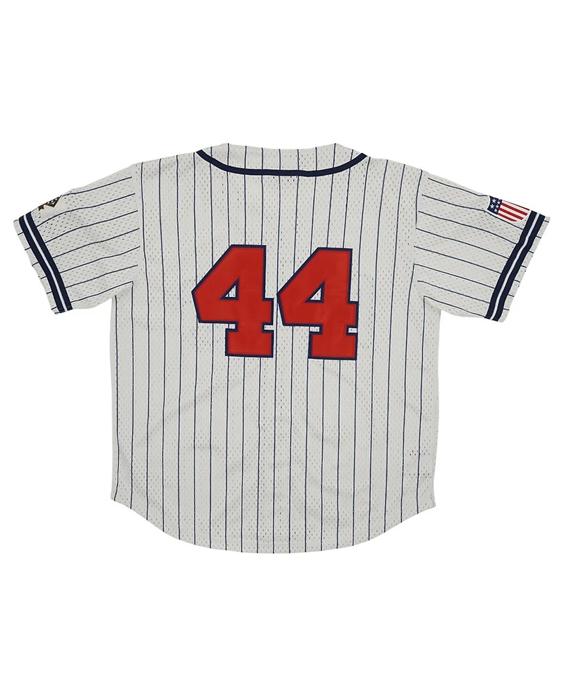 Men's Rings & Crwns #44 Cream Distressed Atlanta Black Crackers Mesh Button-Down Replica Jersey