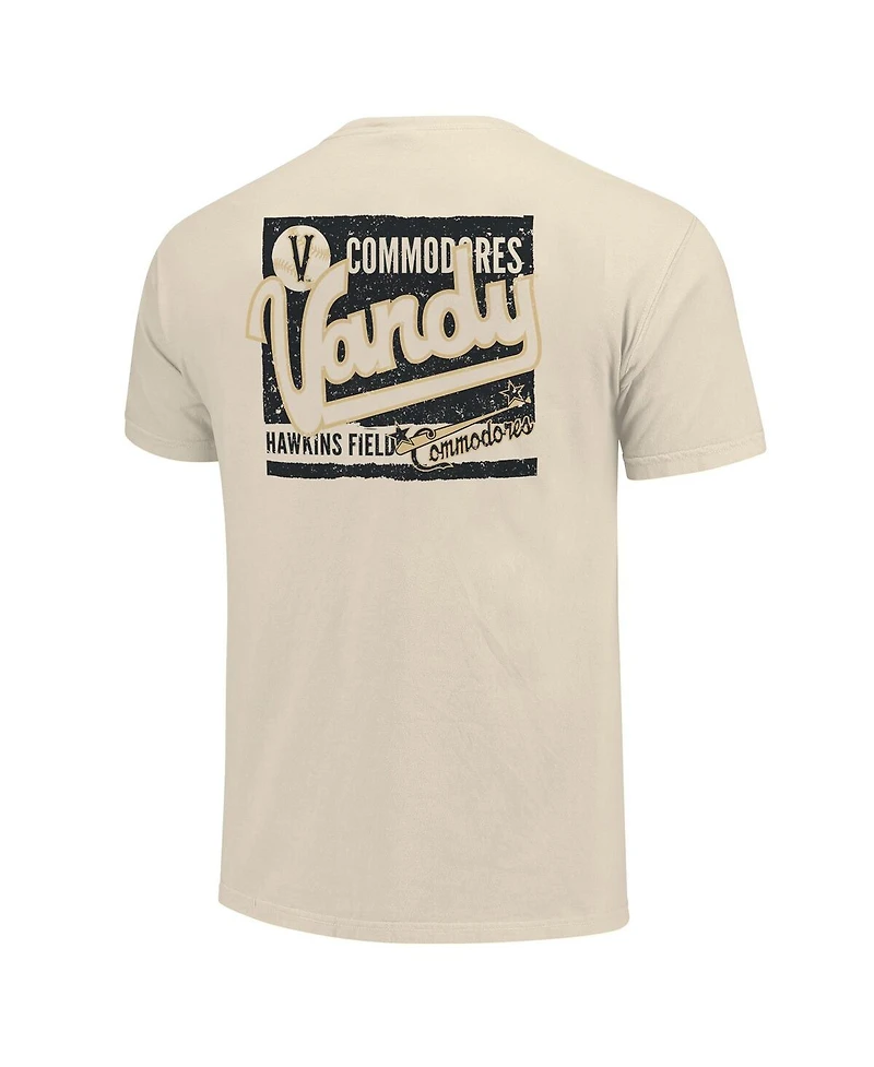 Men's Cream Distressed Vanderbilt Commodores Baseball Throwback Comfort Color T-Shirt
