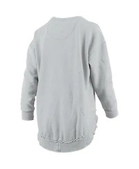 Women's Pressbox Gray Distressed Michigan Wolverines College Football Playoff 2023 National Champions Poncho Pullover Sweatshirt