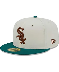 Men's New Era White Chicago Sox Cooperstown Collection Camp 59FIFTY Fitted Hat