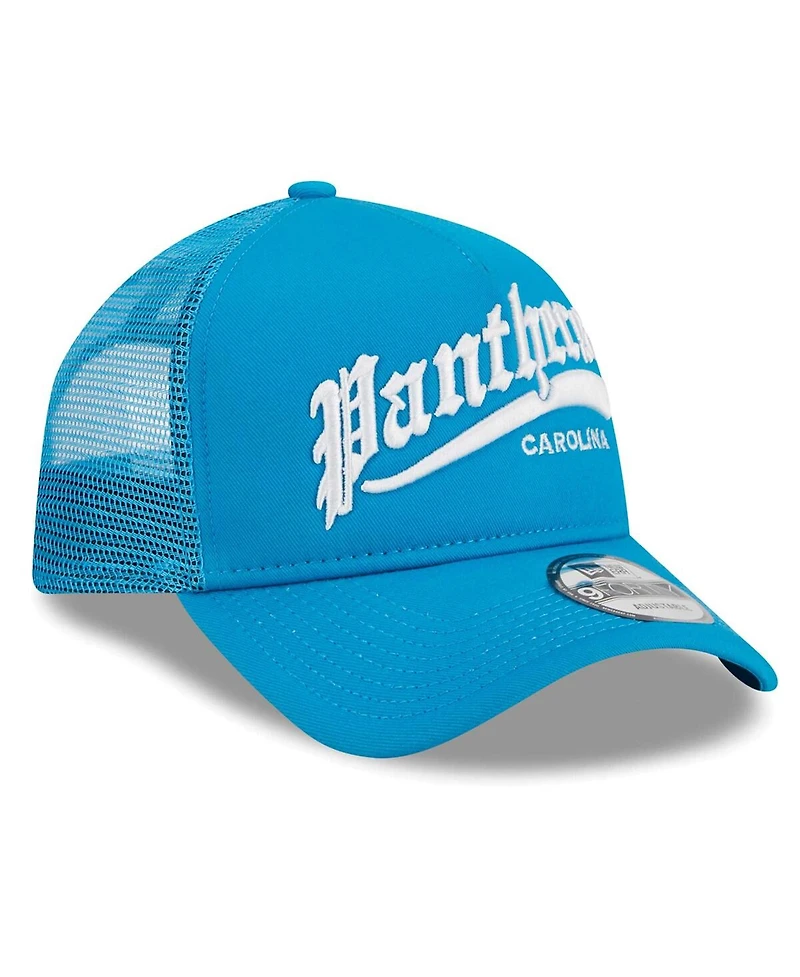 Men's New Era Blue Carolina Panthers Caliber Trucker 9FORTY Adjustable Hat