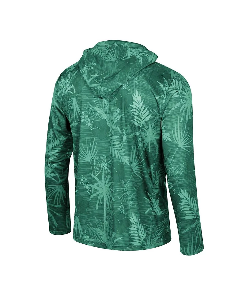 Men's Colosseum Green Michigan State Spartans Palms Printed Lightweight Quarter-Zip Hooded Top