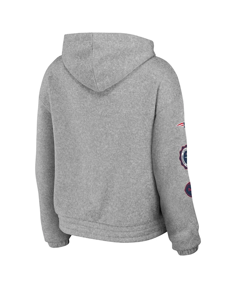 Women's Wear by Erin Andrews Heather Gray New England Patriots Full-Zip Hoodie