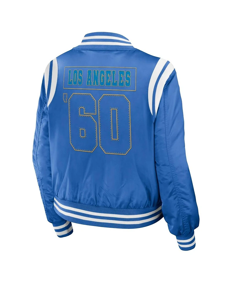 Women's Wear by Erin Andrews Powder Blue Los Angeles Chargers Bomber Full-Zip Jacket