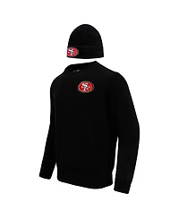 Men's Pro Standard Black San Francisco 49ers Crewneck Pullover Sweater and Cuffed Knit Hat Box Gift Set