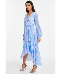 Quiz Women's Chiffon Water Color Long Sleeve Dress