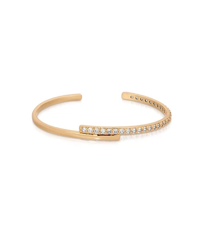Ettika Half Classic Half Sparkle 18k Gold Plated Bracelet Cuff