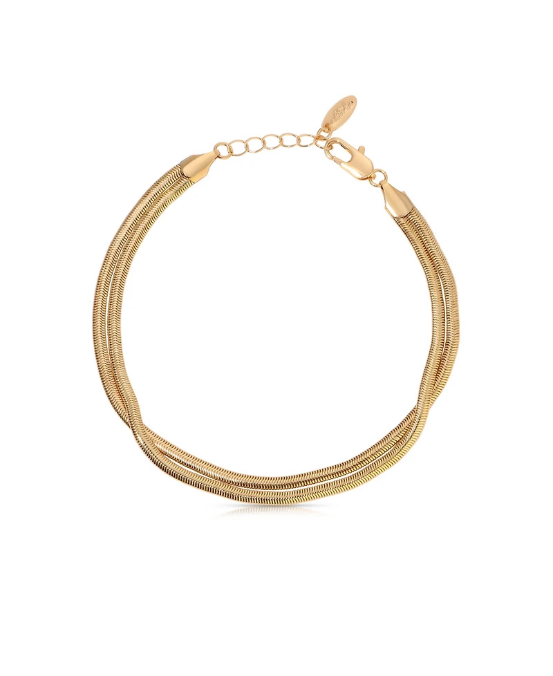 Ettika Slinky Snake Double Chain 18k Gold Plated Anklet