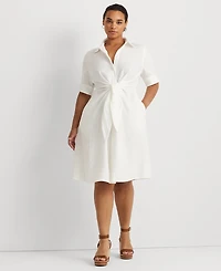 Lauren Ralph Plus-Size 100% Linen Shirtdress
