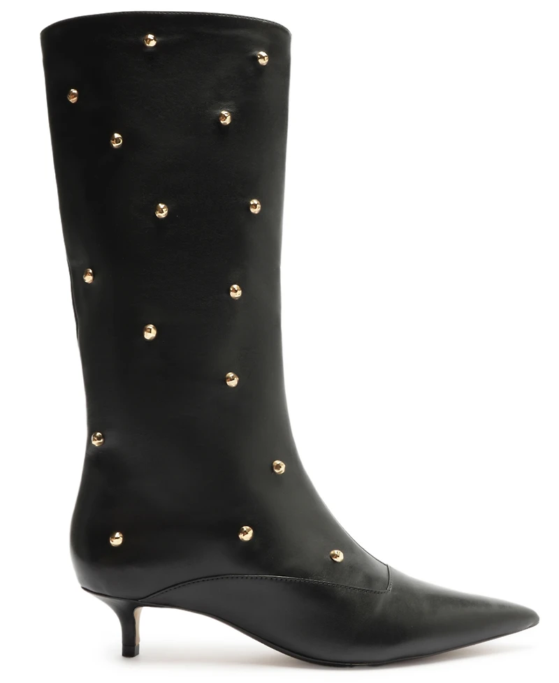 Arezzo Women's The Campaign Low Stiletto Calf Leather Boots