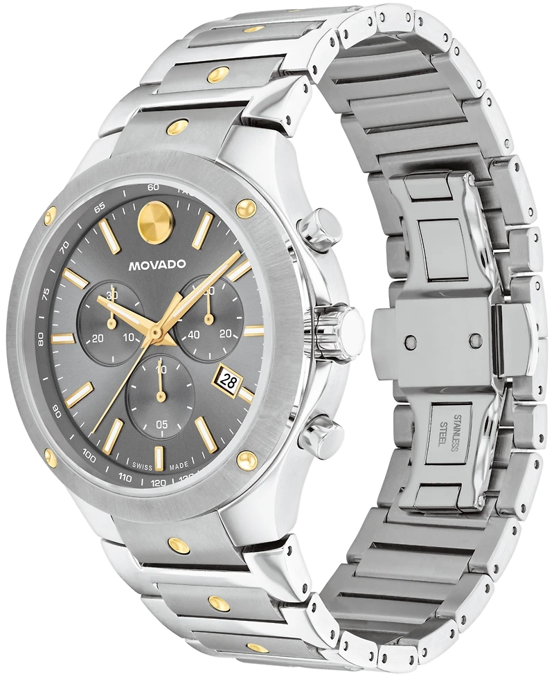 Movado Men's Se Swiss Quartz Chrono Stainless Steel Two-Tone Yellow Pvd Watch 42mm