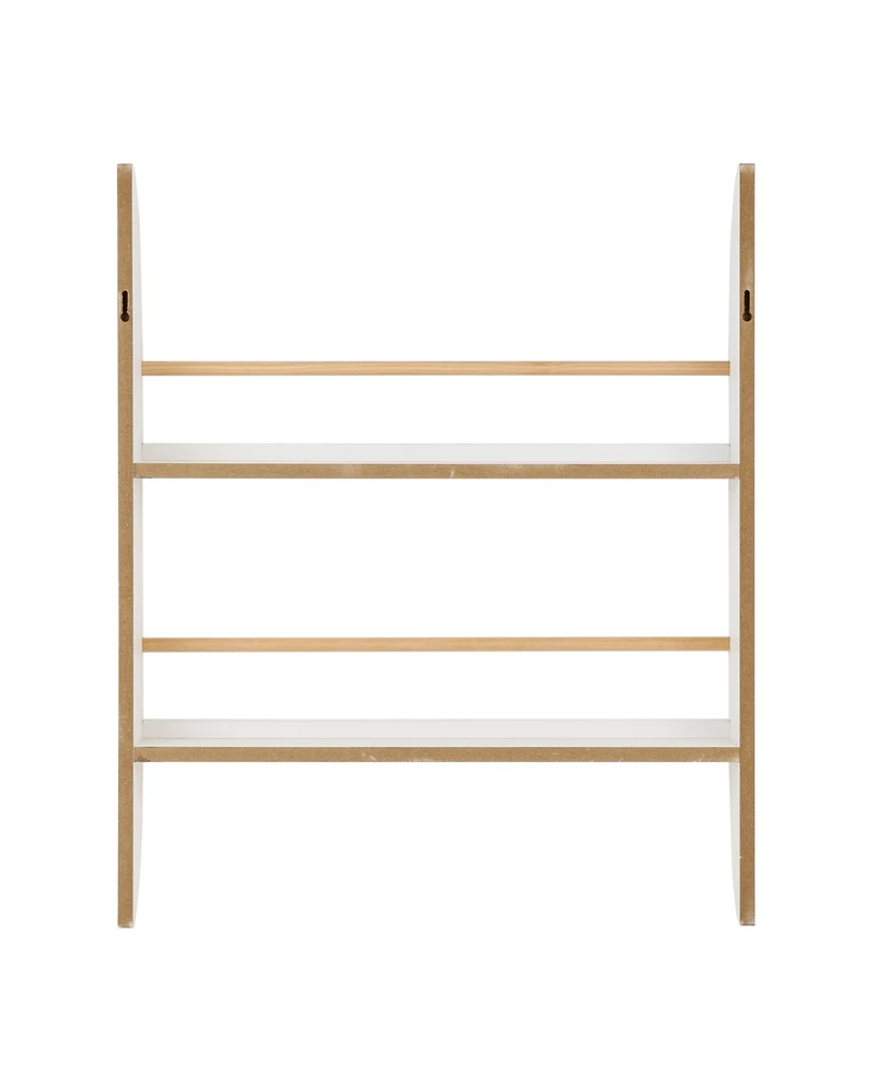Danya B Steiner Rounded Contemporary 2-Tier Kids Book or Magazine Storage Wall-Mount Bookcase with Contrasting Wood-Toned Rods