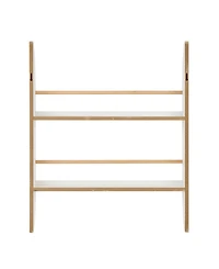 Danya B Steiner Rounded Contemporary 2-Tier Kids Book or Magazine Storage Wall-Mount Bookcase with Contrasting Wood-Toned Rods