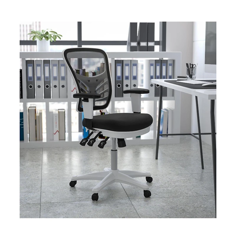 Mid-Back Mesh Triple Paddle Swivel Ergonomic Office Chair With Adjustable Arms
