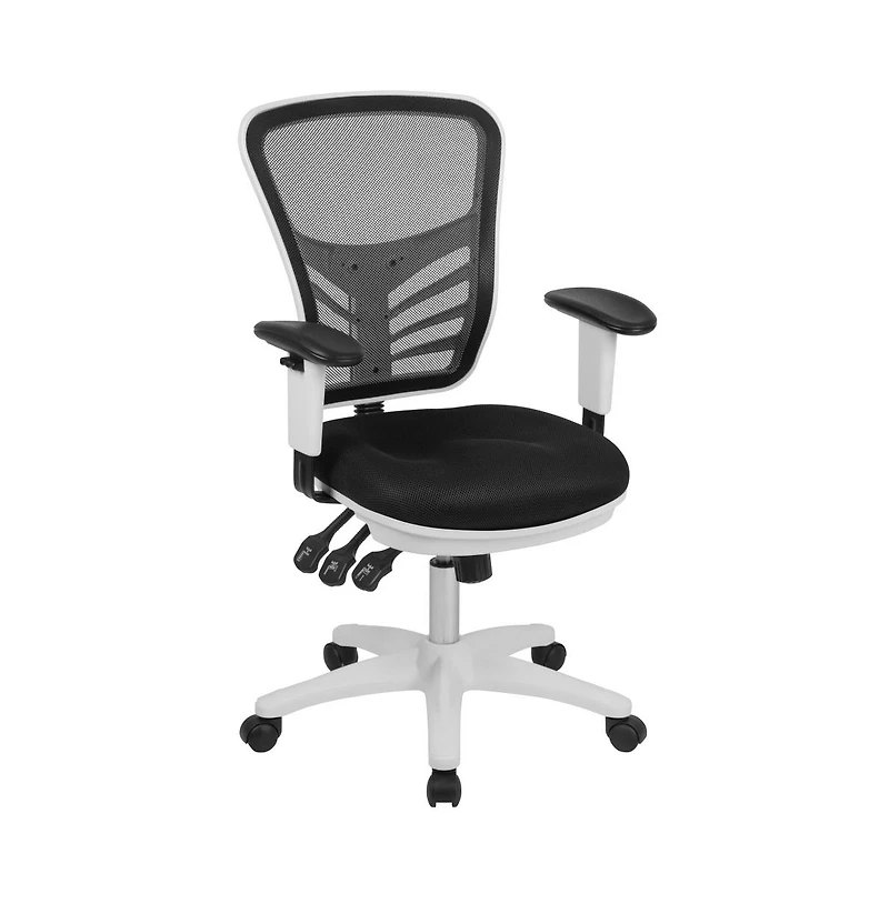 Mid-Back Mesh Triple Paddle Swivel Ergonomic Office Chair With Adjustable Arms