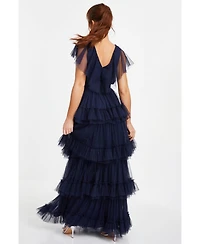 Quiz Women's Tule Tiered Maxi Dress