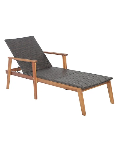 Inolait Sugift Patio Rattan Lounge Chair with 4-Position Adjustable Backrest